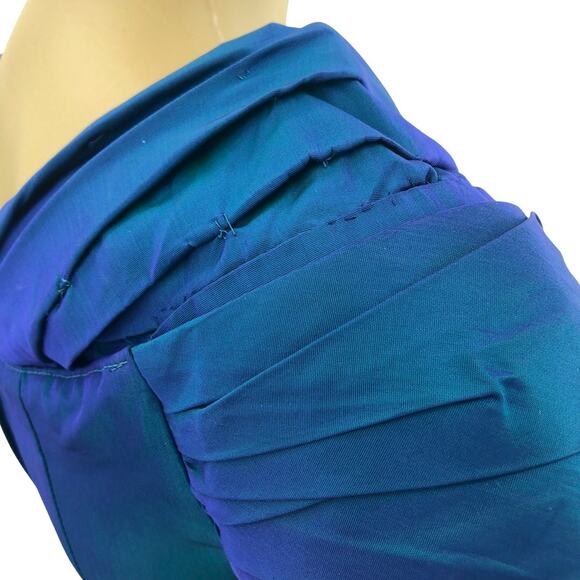 Jessica McClintock SMALL American USA VINTAGE Blue Pleated Maxi Dress Gown - Picture 6 of 8